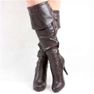 BROWN Over The Knee High Heel Boots BRIANNA 03 Size 7  