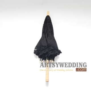 Black Pure Cotton Lace Parasol Umbrella Wedding Bridal  