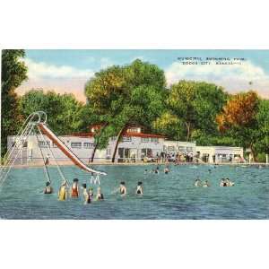   Postcard Municipal Swimming Pool   Dodge City Kansas 