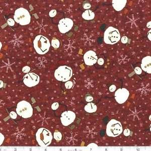   Gatherings Snowmen Barn Red Fabric By The Yard Arts, Crafts & Sewing
