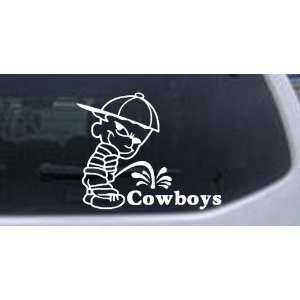 Pee On Cowboys Car Window Wall Laptop Decal Sticker    White 12in X 9 