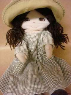 Handmade Rag Doll With Dark Brown Yarn Hair 13 Pretty  