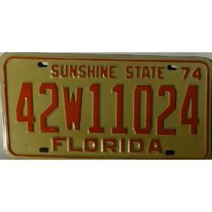 Florida Sunshine State License Plate Orange Numbers with Cream 