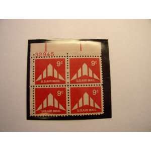   Silhouette of Delta Wing, S# C77, Plate Block of 4 9 Cent Stamps, MNH