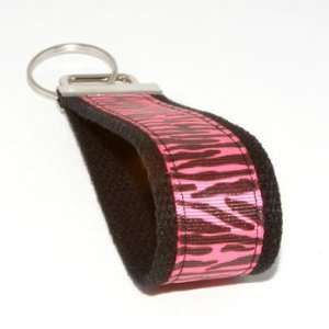  Hot Pink Zebra Print 6   Black   Keychain Key Fob Ring 
