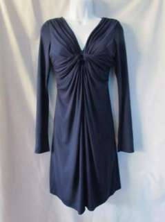 STUDIO M MAX STUDIO Navy Blue Long Sleeve V Neck Casual Dress Womens S 