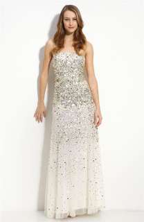 Adrianna Papell Sequined Strapless Mesh Gown Sz 10  
