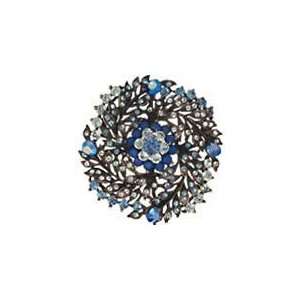 Vintage Style Blue Swarovski Crystal Swirled Vine Brooch