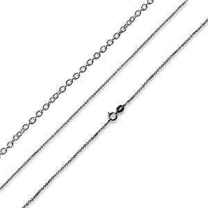   Rhodium Plated Sterling Silver 16 Cable Chain Necklace 1.2mm Jewelry