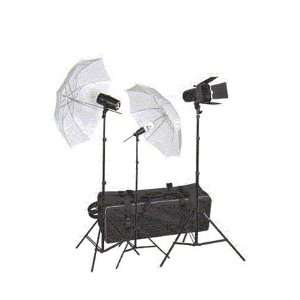  320 Watts Flash Light Kit with Two Umbrellas and Barndoor 