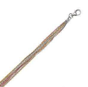 Sterling Silver Multi Color Strand Fancy Chain Necklace Gold Vermeil 