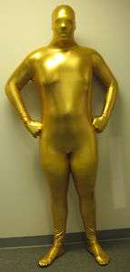 Adult Award Gold Man Full Body Spandex Zip Up Suit Bodysuit Zentai 
