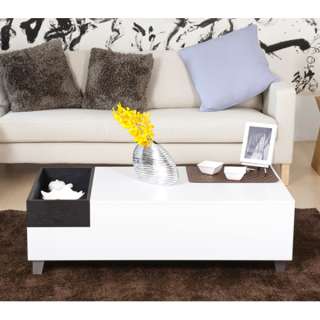 Modern Style White Finish Coffee Table with Serving Tray  
