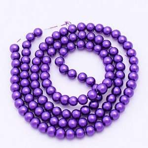  Round Glass Pearl Loose Beads 30 Inch   HD38 Royal Purple 