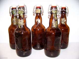 SET 5 Grolsch glass Beer bottles porcelain top Rare  