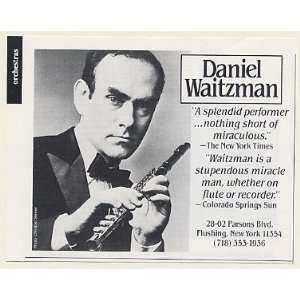  1986 Flutist Daniel Waitzman Photo Booking Print Ad (Music 