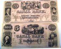   Notes $20 & $100 Civil War 18xx New Orleans Canal Bank P1 142  