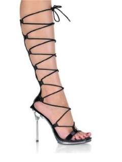    Black High Heel Strappy Lace Up The Leg Sandal   10 Clothing