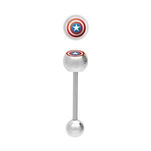  Captain Americas Shield Steel Tongue Ring Barbell 