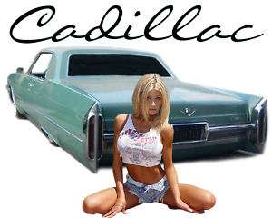 CADILLAC T SHIRT PINUP GIRL 69 COUPE DEVILLE SHIRT  
