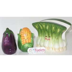 Vegetable Salt & Pepper Shaker with Napkin Holder  Kitchen 