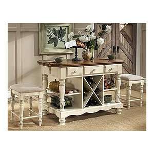 Wilshire Kitchen Island with Two Stools by Hillsdale Hillsdale Kitchen 