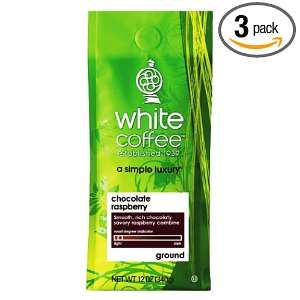 White Coffee , Chocolate Raspberry (Ground), 12 Ounce Bags (Pack of 3 