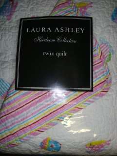 NEW LAURA ASHLEY CUP CAKES TWIN QUILT SET 2 P TEA PARTY WHITE CUPCAKES 