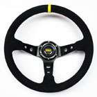 350mm Suede Deep Dish Steering Wheel Corsica Style BLACK  