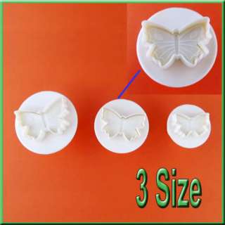 3x Butterfly Cake Pastry Cutter Plunger Fondant Sugarcraft Decorating 