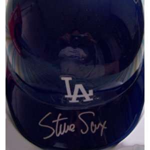 Steve Sax autographed Los Angeles Dodgers mini helmet