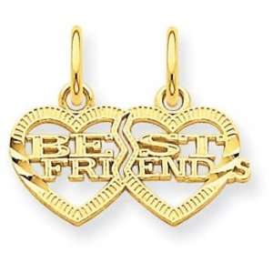  14k Double Heart Best Friends Break apart Charm Jewelry