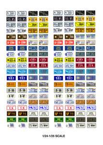 25 scale model police car license plates assorted state tags  