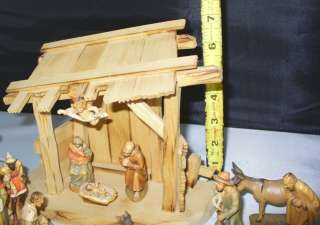   KUOLT HAND CARVED WOOD ITALIAN NATIVITY SET WITH CAMEL CRECHE  