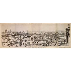  View of The City of Mexico woodblock engraving Mapmaker 