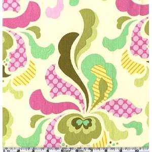   Flower Stencil Jade/Orchid Fabric By The Yard Arts, Crafts & Sewing