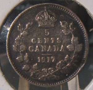 1917~~CANADIAN FIVE CENTS~~SILVER~~SCARCE~~CANADA  