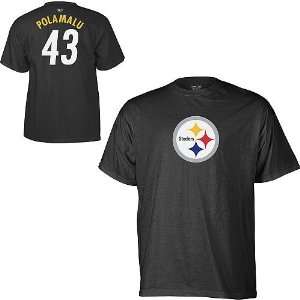  Pittsburgh Steelers Troy Polamalu Name and Number Black T 