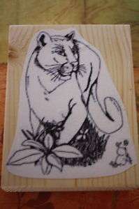   Puma Cat Cougar Rubber Craft Stamp 3x4 Scrapbook Card Making  