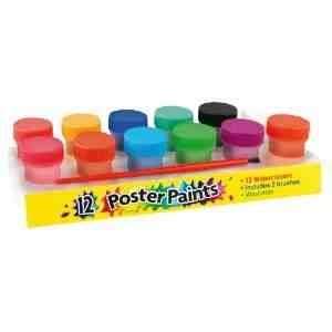  12 Washable Poster Paints With Brush Toys & Games