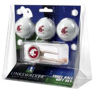  Washington State Cougars 3 Golf Ball Gift Pack w/ Cap Tool 