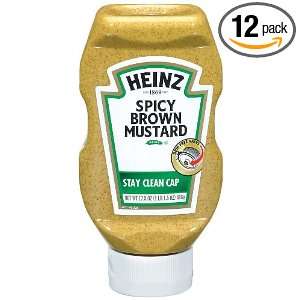 Heinz Spicy Brown Mustard, 17.5 Ounce Squeeze Bottles (Pack of 12)