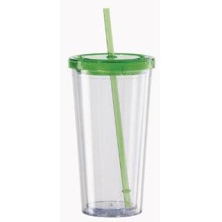 Oggi 20 Ounce Double Walled Tumbler with Drinking Straw, Clear with 