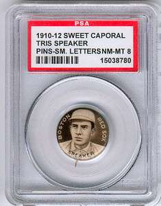 1910 12 Sweet Caporal Pin TRIS SPEAKER PSA 8 *PERFECTLY CENTERED* HOF 