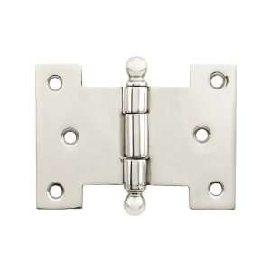   Parliament Hinge With Ball Tips in Polished Nickel.