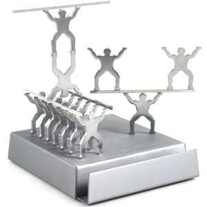 Natico Stainless Steel Teamwork Card Holder with Magnetic Figurines 