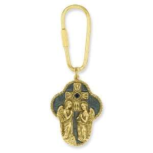  Gold tone Angel Cross Key Fob Jewelry