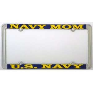  Navy Mom US Navy Thin Rim License Plate Frame (Chrome 