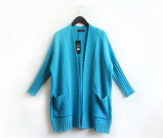 NWT casual Korea Vintage Cardigans blue Sweater Outwear  