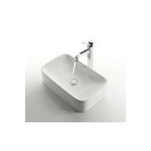   White Rectangular Ceramic Sink and Ramus Faucet,Antique B Home